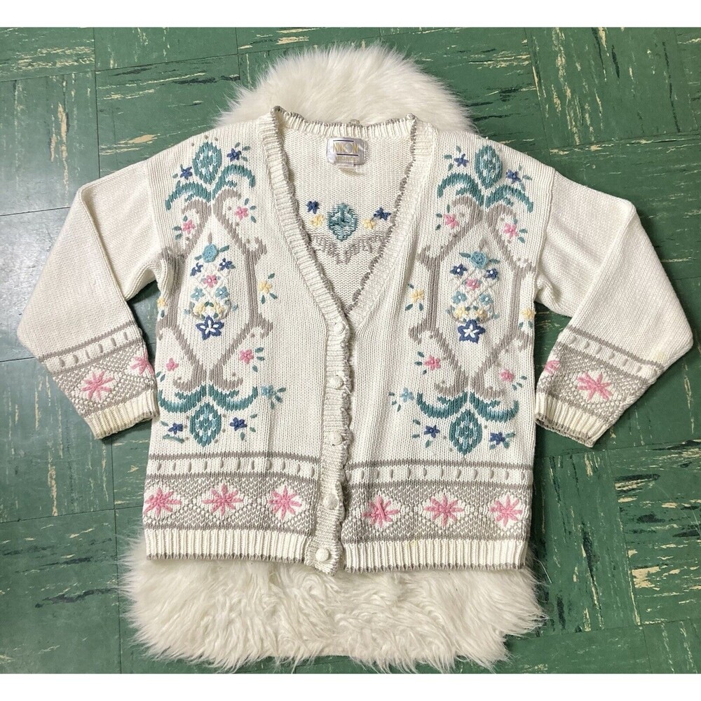 Women's Floral Knit Cardigan Sweater